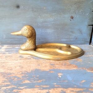 Solid Brass Duck Valet Key Coins Dresser Vintage 70s Valet